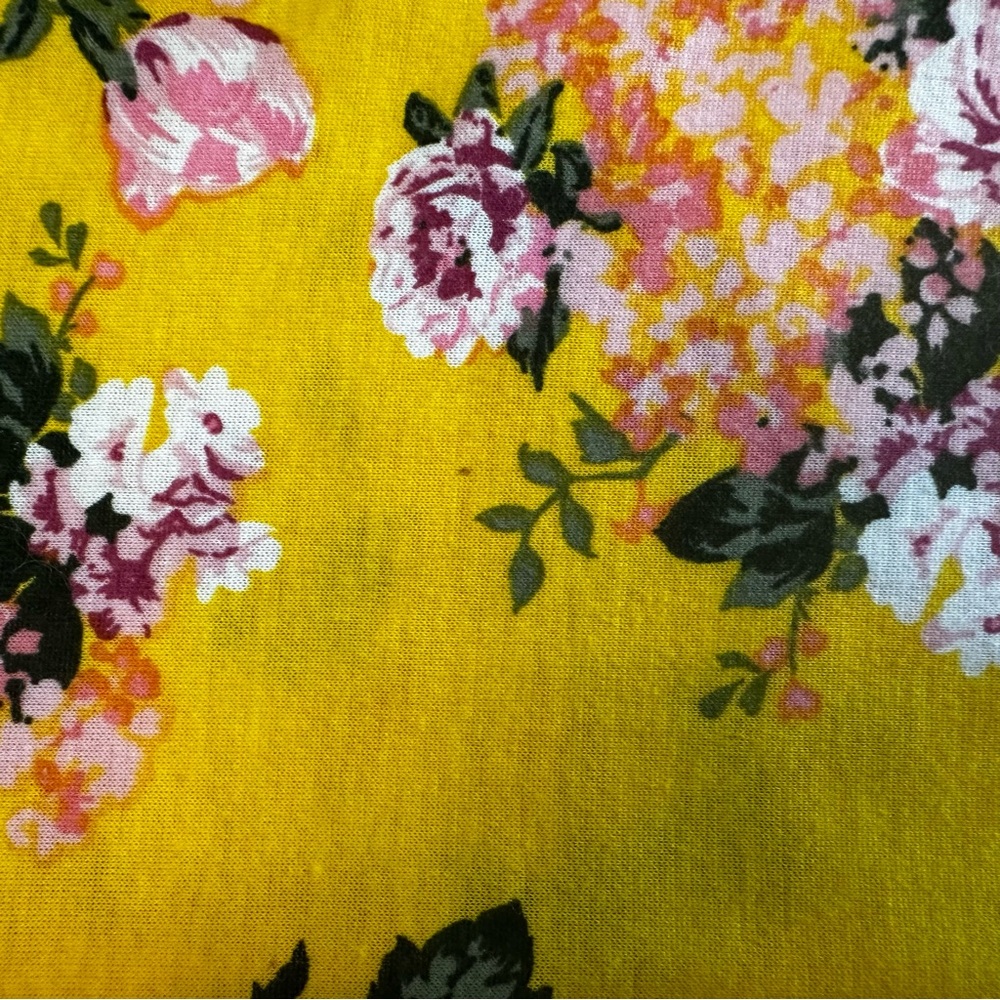Bobbie Brooks Floral Yellow Bell Sleeve Asymmetrical Tunic Top sz 2X - Picture 8 of 14